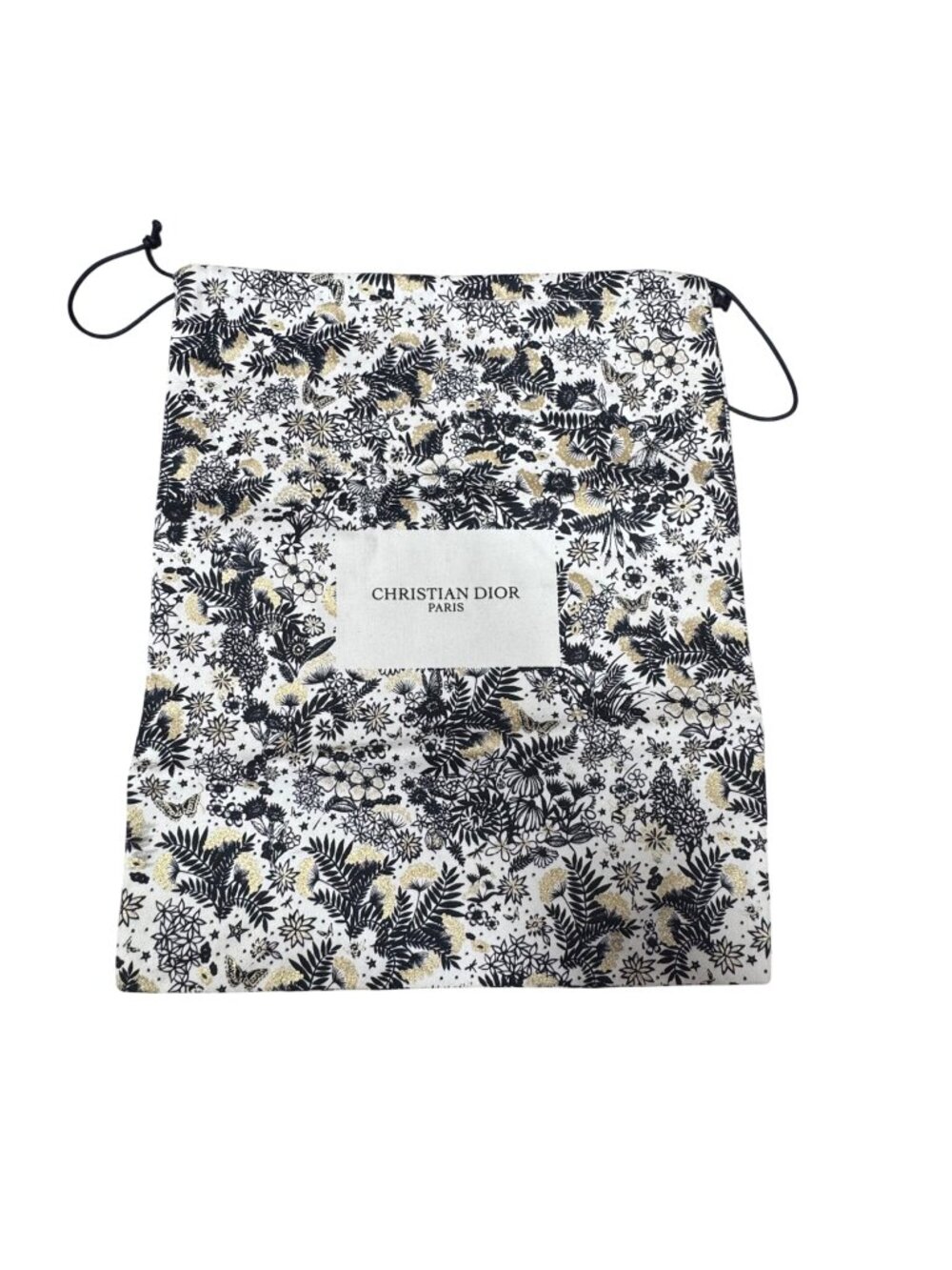 Christian Dior Paris Floral Holiday 2021 Drawstring Pouch Dust Bag Gold & Black